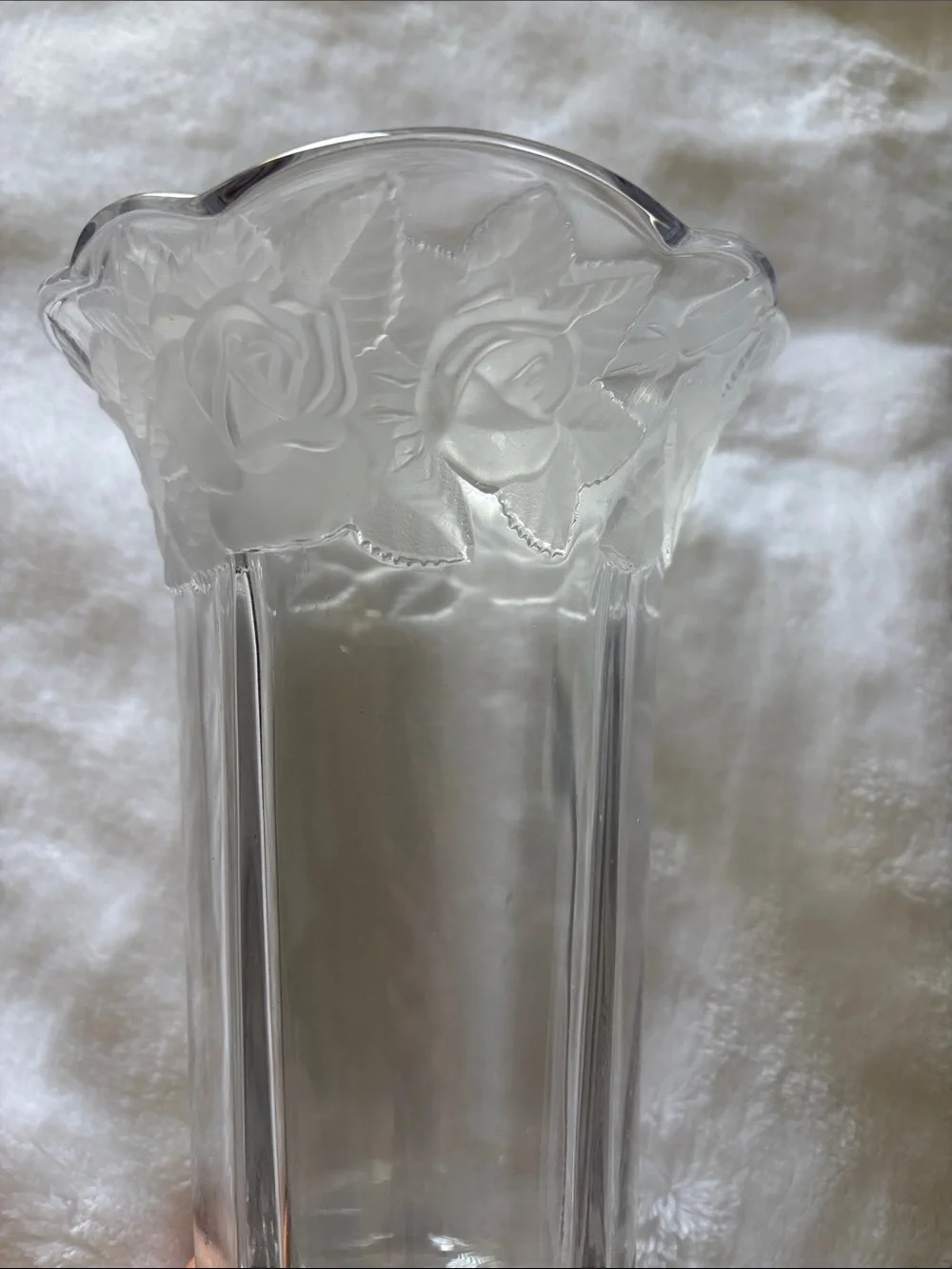 Vintage Crystal Rose-Trim Vase